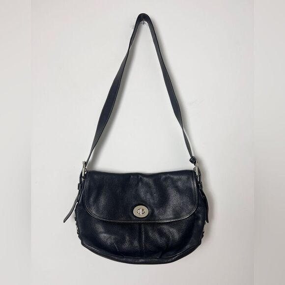 Coach Black F15170 Black Pebble Leather Soho Turnlock Convertible Shoulder Bag - Picture 1 of 11